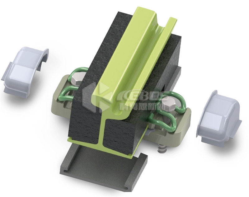 （1）有轨电车钢轨柔性包裹系统